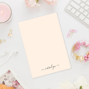 Girly Beige Monogram Modern Script Personalized Post-it Notes