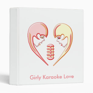 Girly BFF Karaoke Love Heart 3 Ring Binder