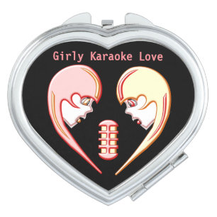 Girly BFF Karaoke Love Heart Compact Mirror