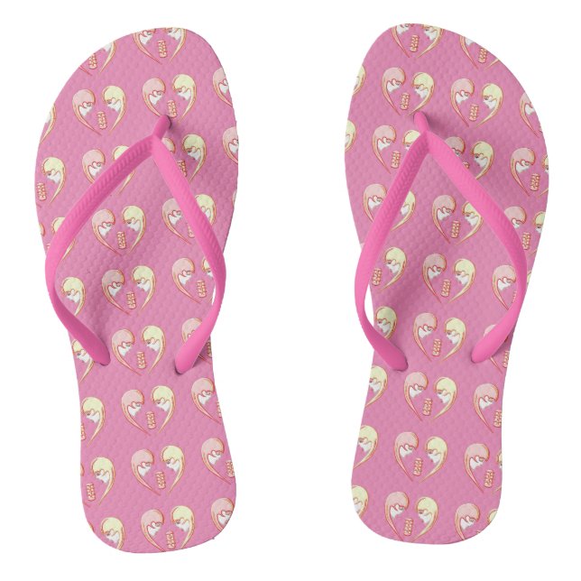 Girly BFF Karaoke Love Heart Flip Flops (Footbed)