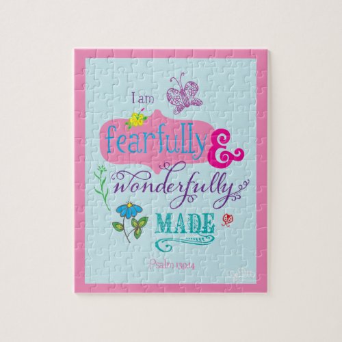 Girly Bible Verse Fearfully and Wonderfully Made Jigsaw Puzzle