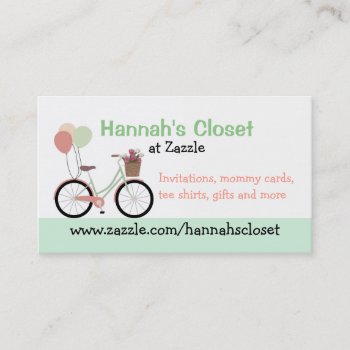 Girly Bike And Balloons Business Card by Hannahscloset at Zazzle