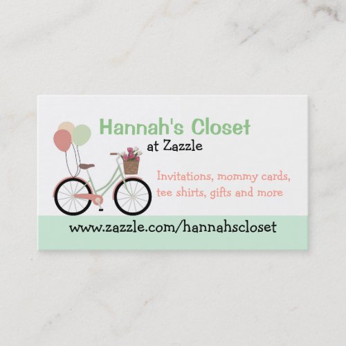Girly Bike and Balloons Business Card