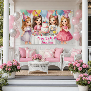 Girly Birthday Party Pink Personalized Banner