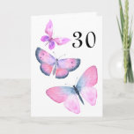Girly Birthday Pink Butterfly Watercolor Any Year Card<br><div class="desc">An elegant girly butterfly birthday card. Wish "Happy Birthday" to that special friend with this elegant chic pink,  girly,  rustic greeting card. Easily change the year for a 20th,  30th,  40th,  50th,  60th,  70th etc birthday. Use the template to edit the message inside the card for that unique touch.</div>