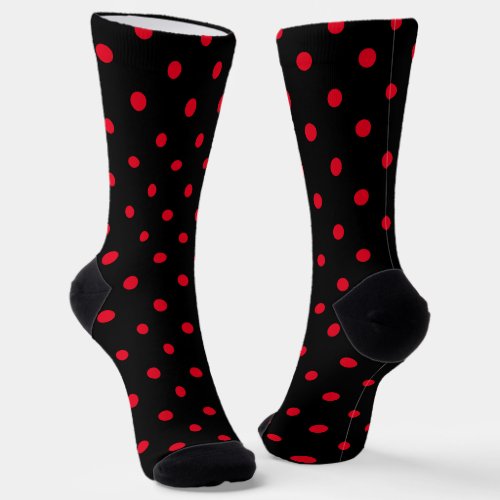 Girly Black and Bright Red Polka Dot Socks