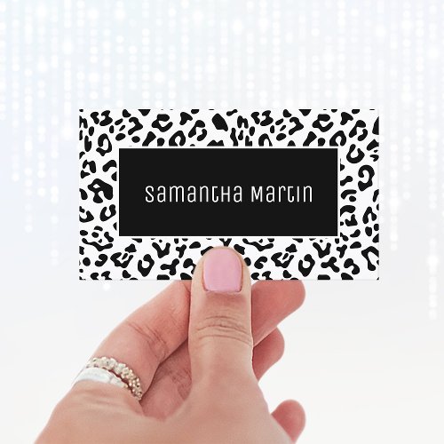 Girly Black and White Leopard Spot Business Card