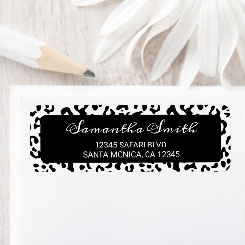 Girly Black and White Leopard Spot Label