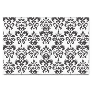 Girly Black And White Vintage Damask Pattern 2 Tissue Paper by GraphicsByMimi at Zazzle