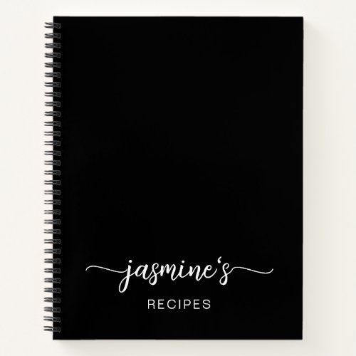 Girly Black Cookbook Recipe Name Signature Notebook