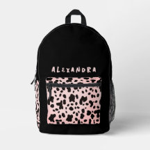 Girly Black Cow Spots Pastel Pink Animal Print Nam