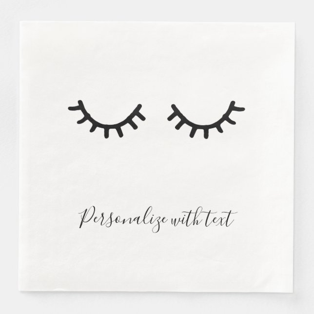 Girly Black Eyelashes Birthday Paper Dinner Napkins (Front)