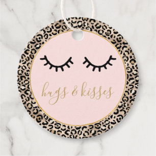 Girly Black Eyelashes Gold Glam Leopard Print Favor Tags
