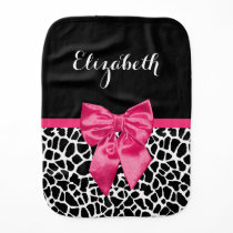 Girly Black Giraffe Animal Print Cute Hot Pink Bow Baby Burp Cloth Girly Black Giraffe Animal Print Cute Hot Pink Bow Baby Burp Cloth