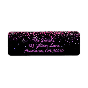 Girly Black Glitter New Home Return Address Label
