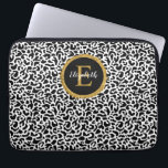 Girly Black Gold Leopard Monogram Laptop Sleeve<br><div class="desc">A black and white leopard pattern with a gold and black elegant monogram decorates this laptop sleeve. Personalize it for yourself or for a gift! Designed for you by Blackberry Boulevard.</div>