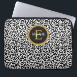 Girly Black Gold Leopard Monogram Laptop Sleeve<br><div class="desc">A black and white leopard pattern with a gold and black elegant monogram decorates this laptop sleeve. Personalize it for yourself or for a gift! Designed for you by Blackberry Boulevard.</div>