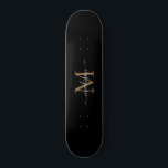 Girly Black Gold Monogram Elegant Modern Script Skateboard<br><div class="desc">Girly Black Gold Monogram Elegant Modern Script Skateboard</div>