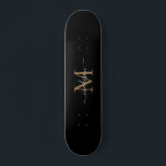 Girly Black Gold Monogram Elegant Modern Script Skateboard<br><div class="desc">Girly Black Gold Monogram Elegant Modern Script Skateboard</div>