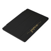 Girly Black Gold Monogram Name Signature Script  iPad Pro Cover (Side)