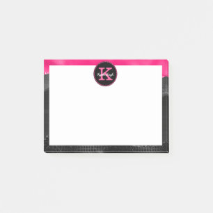 Girly Black Hot Pink Glam Waves Small Rectangular Post-it Notes