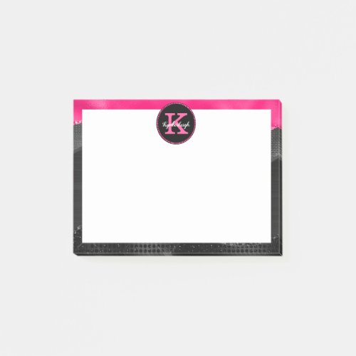 Girly Black Hot Pink Glam Waves Small Rectangular Post_it Notes