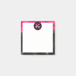 Girly Black Hot Pink Glam Waves Small Square Post-it Notes