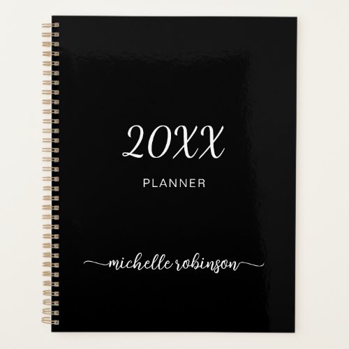 Girly Black Monogram Name Script 2023 Planner