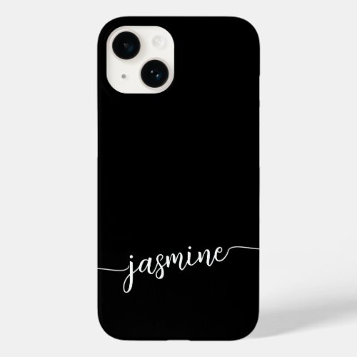 Girly Black Monogram Name Signature Script Case_Mate iPhone 14 Case