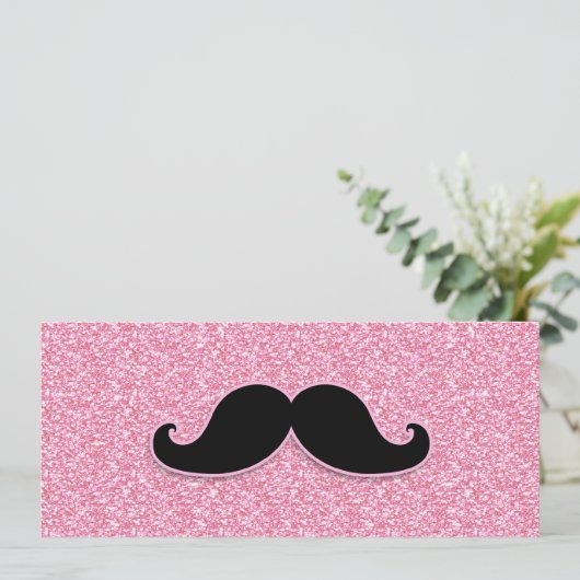 GIRLY BLACK MUSTACHE PINK GLITTER PRINTED (Standing Front)