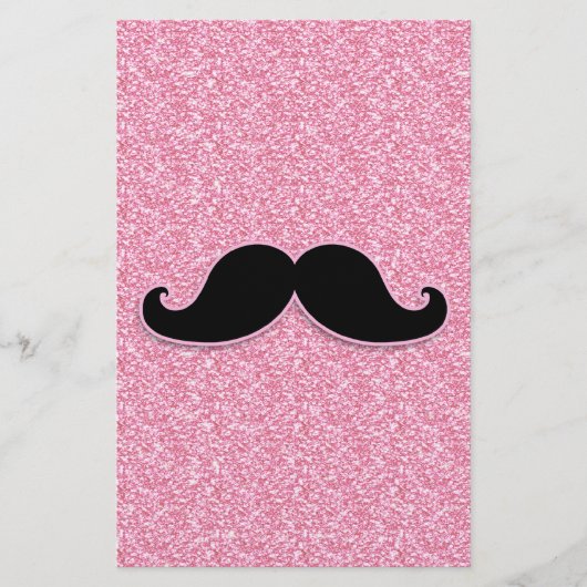 GIRLY BLACK MUSTACHE PINK GLITTER PRINTED (Front)