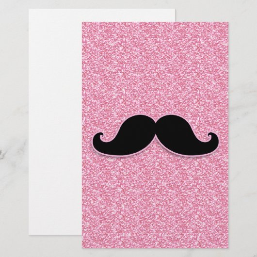 GIRLY BLACK MUSTACHE PINK GLITTER PRINTED (Front/Back)