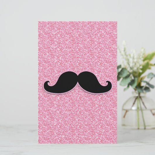 GIRLY BLACK MUSTACHE PINK GLITTER PRINTED (Standing Front)