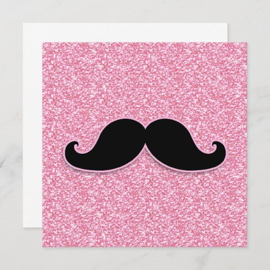GIRLY BLACK MUSTACHE PINK GLITTER PRINTED (Front/Back)