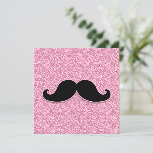 GIRLY BLACK MUSTACHE PINK GLITTER PRINTED (Standing Front)