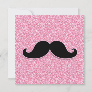 GIRLY BLACK MUSTACHE PINK GLITTER PRINTED