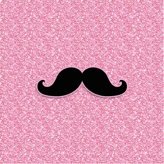 GIRLY BLACK MUSTACHE PINK GLITTER PRINTED PHOTO CUT OUT