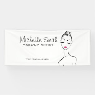 Girly Black Pink Lash & Beauty Salon Line Art Banner