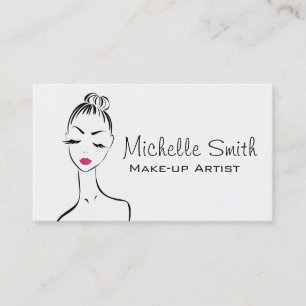 Girly Black Pink Lash & Beauty Salon Line Art Business Card