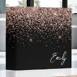 Girly Black Rose Gold Blush Pink Glitter Monogram 3 Ring Binder<br><div class="desc">Black and Rose Gold - Blush Pink Sparkle Glitter Script Monogram Name Binder. This makes the perfect sweet 16 birthday,  wedding,  bridal shower,  anniversary,  baby shower or bachelorette party gift for someone that loves glam luxury and chic styles.</div>