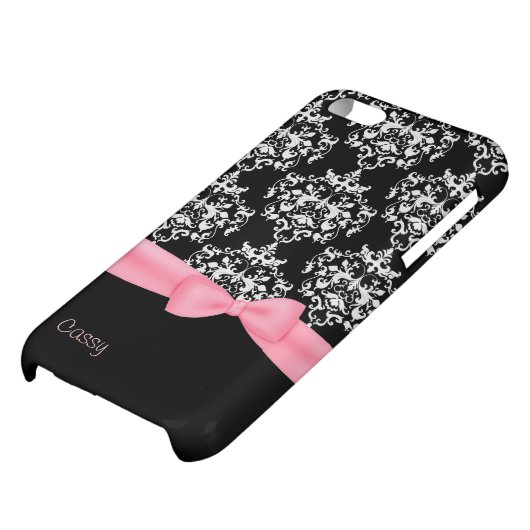 Girly Black & White Damask iPhone 5C Case (Bottom)