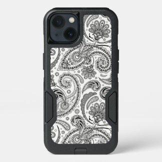 Girly Black & White Tribal Paisley Pattern iPhone 13 Case