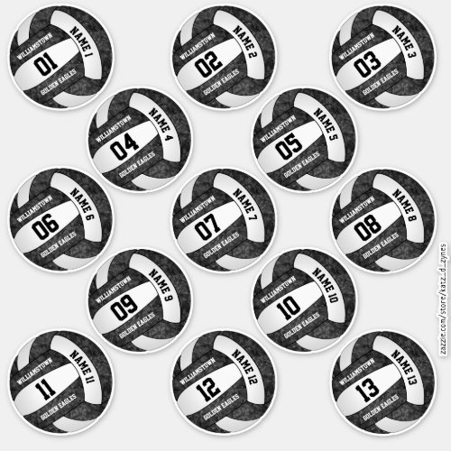 girly black white volleyball player names 13 sticker