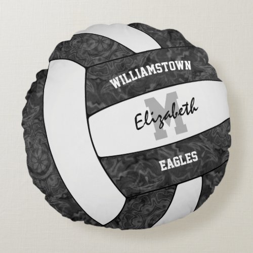girly black white volleyball team colors round pillow