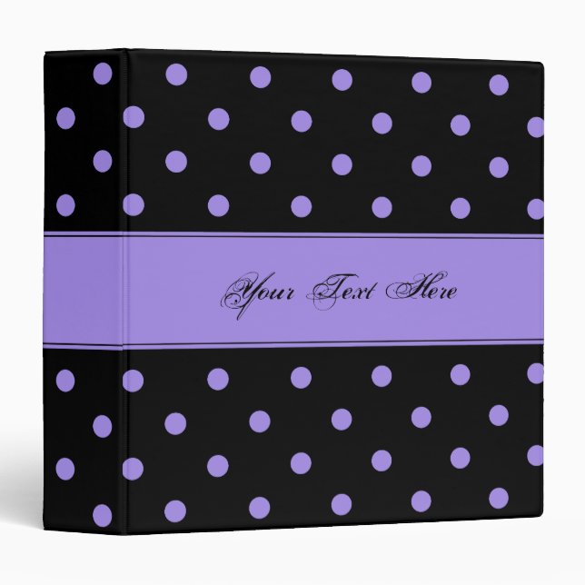 Girly Black with Purple Polka Dots Binder (Front/Spine)