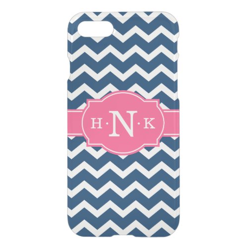 Girly Blue Chevron Pink Monogram iPhone SE87 Case