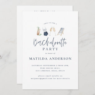 Girly blue drinks bachelorette weekend itinerary announcement