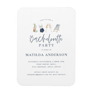 Girly blue drinks bachelorette weekend itinerary magnet