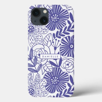 Girly Blue Floral  Iphone 13 Case by Lovewhatwedo at Zazzle