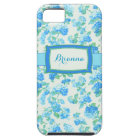 Girly Blue Floral Personalized
